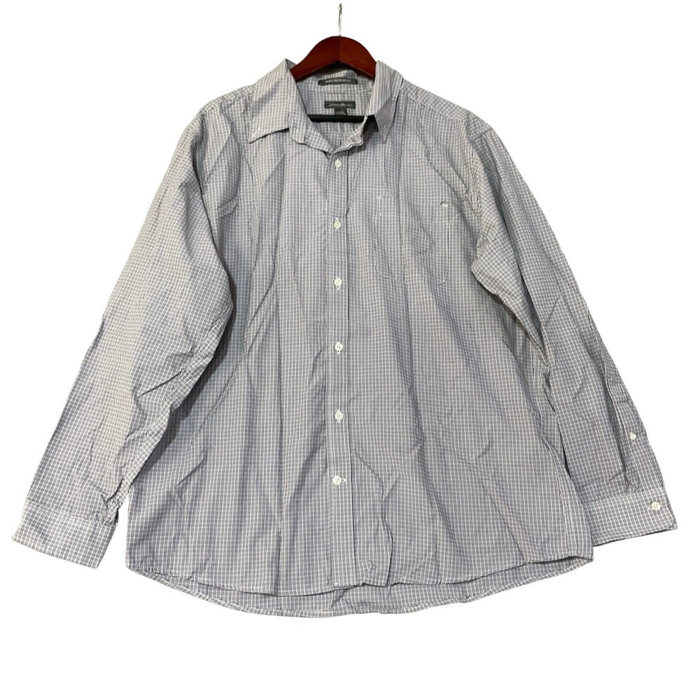 Eddie Bauer Men's XL Purple Gray Button down Shirt Cotton Blend